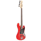 YJB-20P P2 CAR BAJO ELÉCTRICO 4 CUERDAS JAZZ BASS CANDY APPLE RED CON PICKGUARD NEGRO