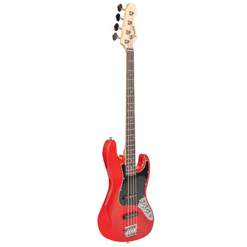 YJB-20P P2 CAR BAJO ELÉCTRICO 4 CUERDAS JAZZ BASS CANDY APPLE RED CON PICKGUARD NEGRO
