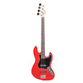 YJB-20P P2 CAR BAJO ELÉCTRICO 4 CUERDAS JAZZ BASS CANDY APPLE RED CON PICKGUARD NEGRO