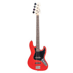 YJB-20P P2 CAR BAJO ELÉCTRICO 4 CUERDAS JAZZ BASS CANDY APPLE RED CON PICKGUARD NEGRO