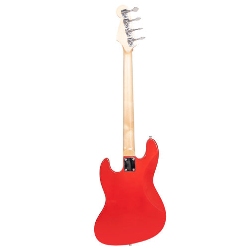 YJB-20P P2 CAR BAJO ELÉCTRICO 4 CUERDAS JAZZ BASS CANDY APPLE RED CON PICKGUARD NEGRO
